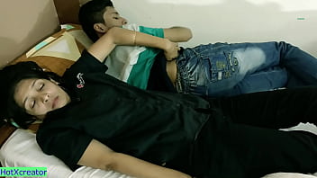 Bed Sharing with Stepbrother! Impressive Super-hot Fuck-fest with Hindi Audio